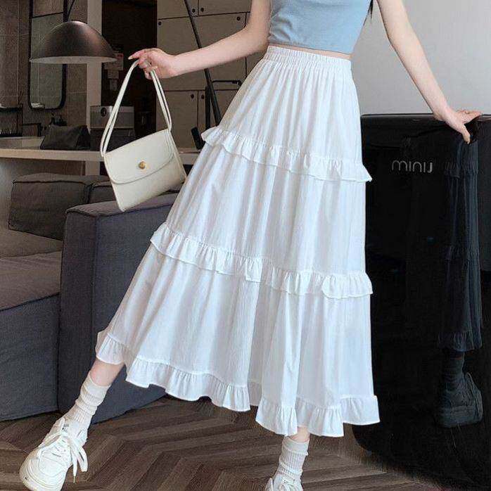 [Q106] Chân váy MAXI 3 TẦNG BÈO ĐỀU đơn giản thanh lịch có lót trong dễ phối đồ - L2M (New)