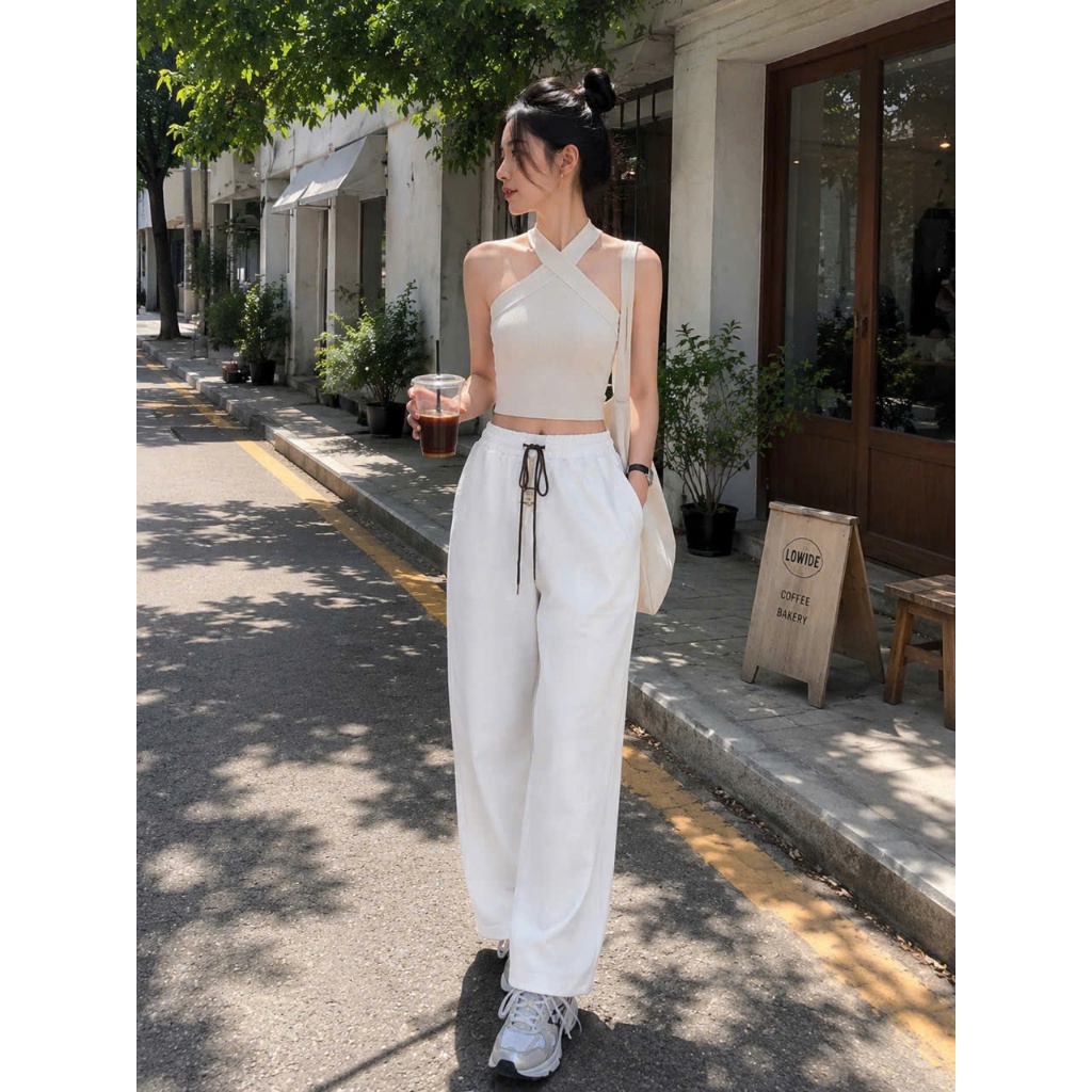 [Q109] Quần nữ ỐNG SUÔNG THUN 2 DA phối DÂY RÚT LƯNG THUN mềm mịn co giãn dễ phối đồ - L2M (New)
