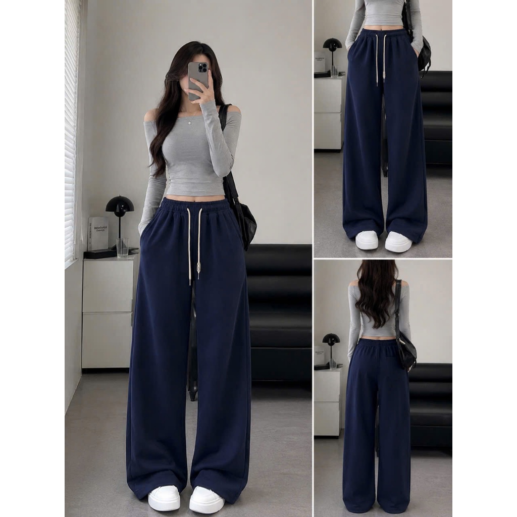 [Q109] Quần nữ ỐNG SUÔNG THUN 2 DA phối DÂY RÚT LƯNG THUN mềm mịn co giãn dễ phối đồ - L2M (New)