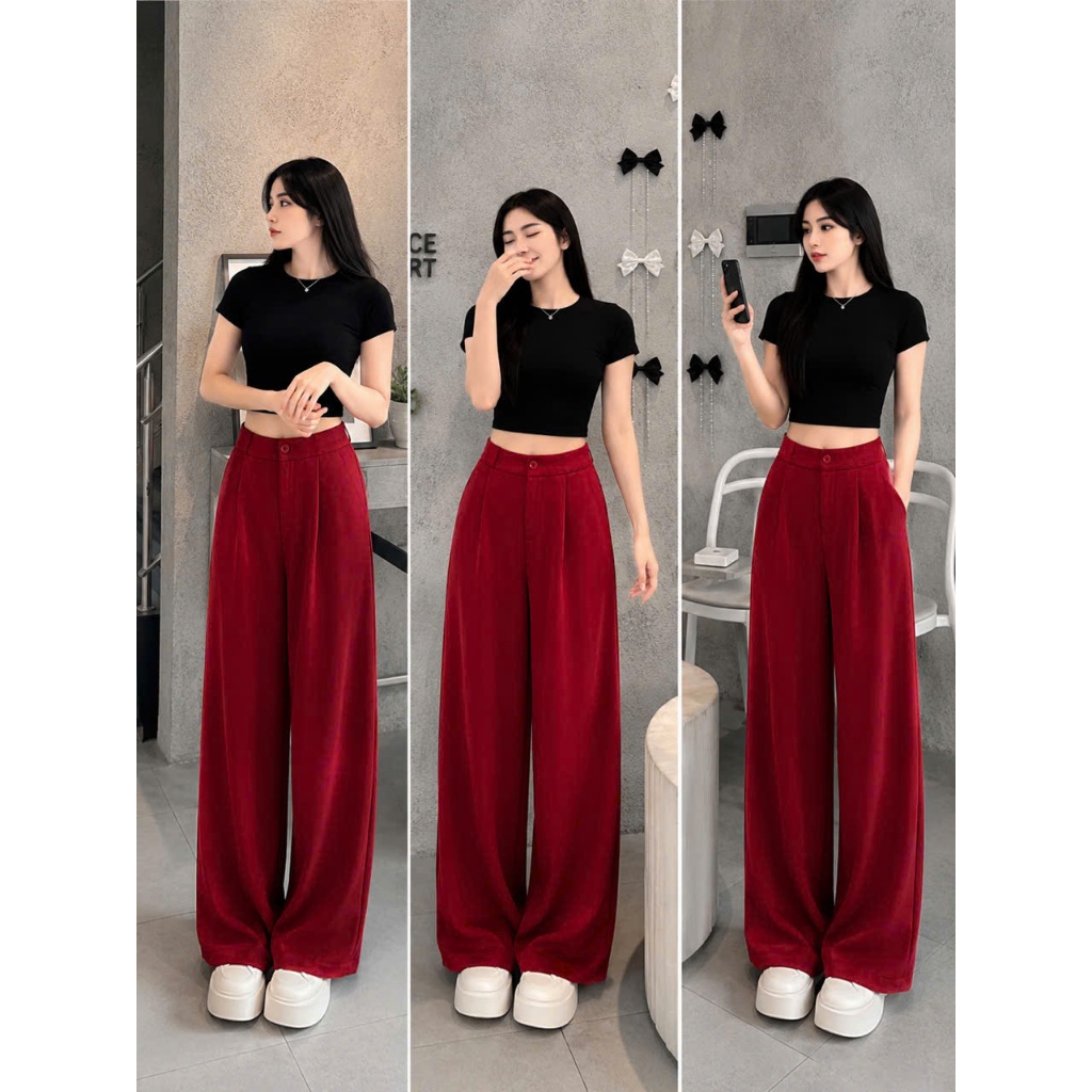 [Q111] Quần nữ ỐNG SUÔNG thun 2 da DÂY KÉO lưng thun sau mềm mịn co giãn dễ phối đồ - L2M (New)