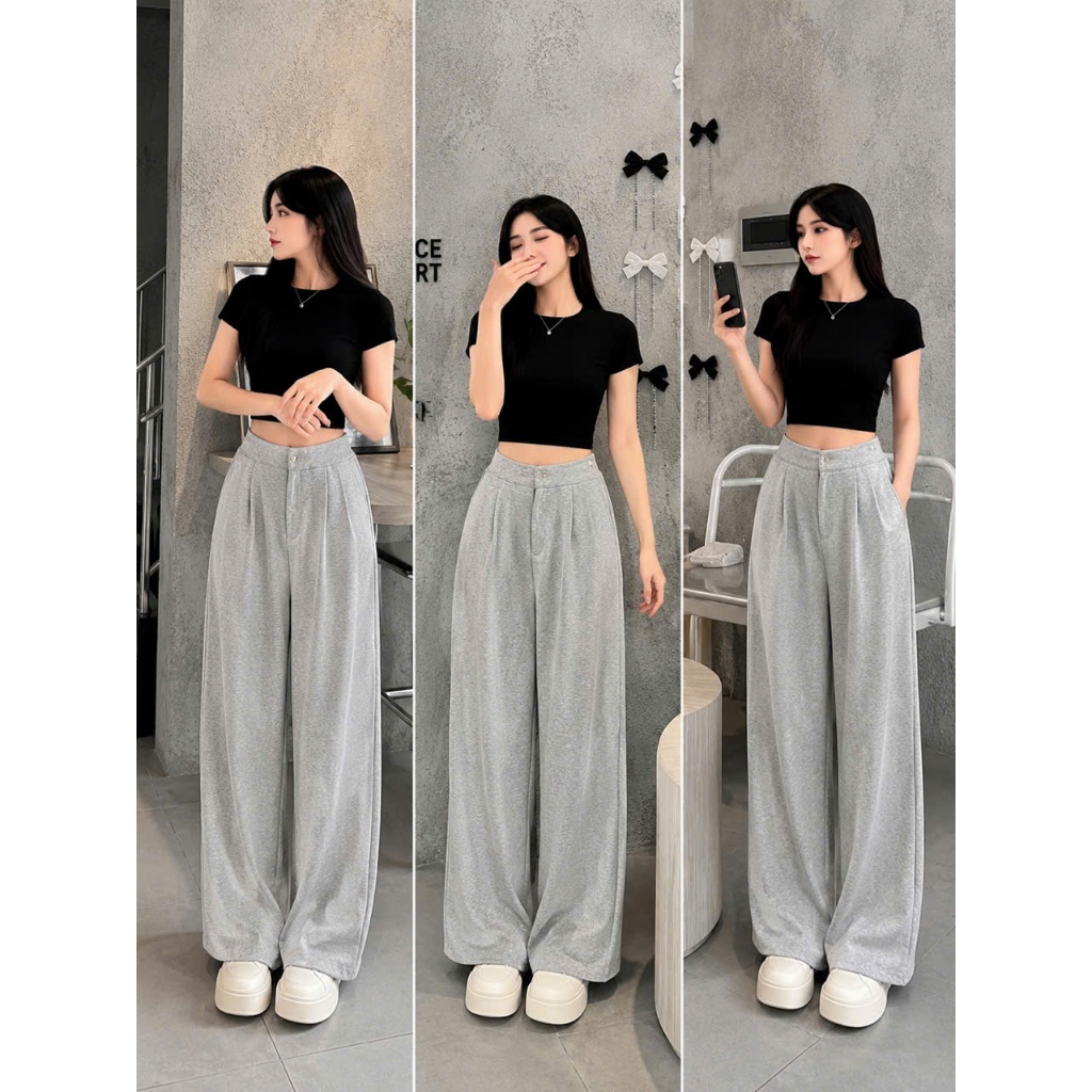 [Q111] Quần nữ ỐNG SUÔNG thun 2 da DÂY KÉO lưng thun sau mềm mịn co giãn dễ phối đồ - L2M (New)