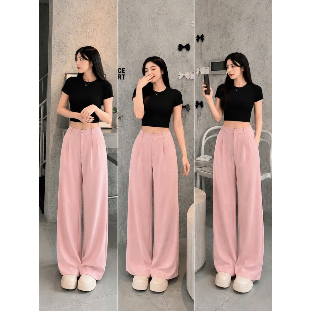 [Q111] Quần nữ ỐNG SUÔNG thun 2 da DÂY KÉO lưng thun sau mềm mịn co giãn dễ phối đồ - L2M (New)