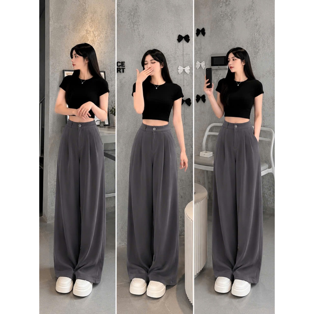 [Q111] Quần nữ ỐNG SUÔNG thun 2 da DÂY KÉO lưng thun sau mềm mịn co giãn dễ phối đồ - L2M (New)