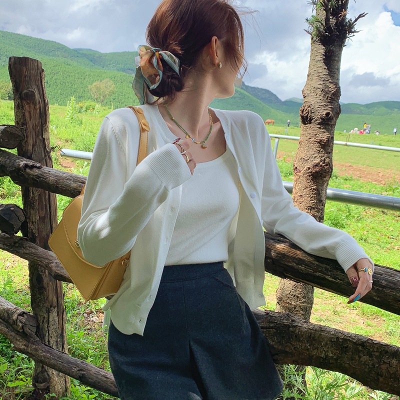 [A458] Áo KHOÁC len Cardigan CỔ TRÒN PHỐI NƠ LÔNG THỎ dày mịn tay dài mặc 2 kiểu dễ phối đồ - L2M (New)