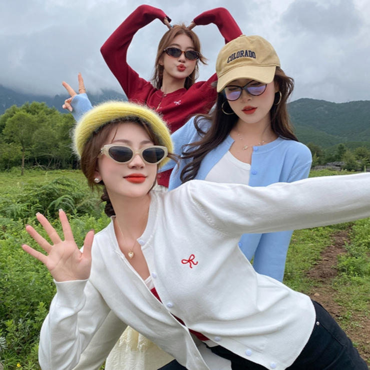 [A458] Áo KHOÁC len Cardigan CỔ TRÒN PHỐI NƠ LÔNG THỎ dày mịn tay dài mặc 2 kiểu dễ phối đồ - L2M (New)