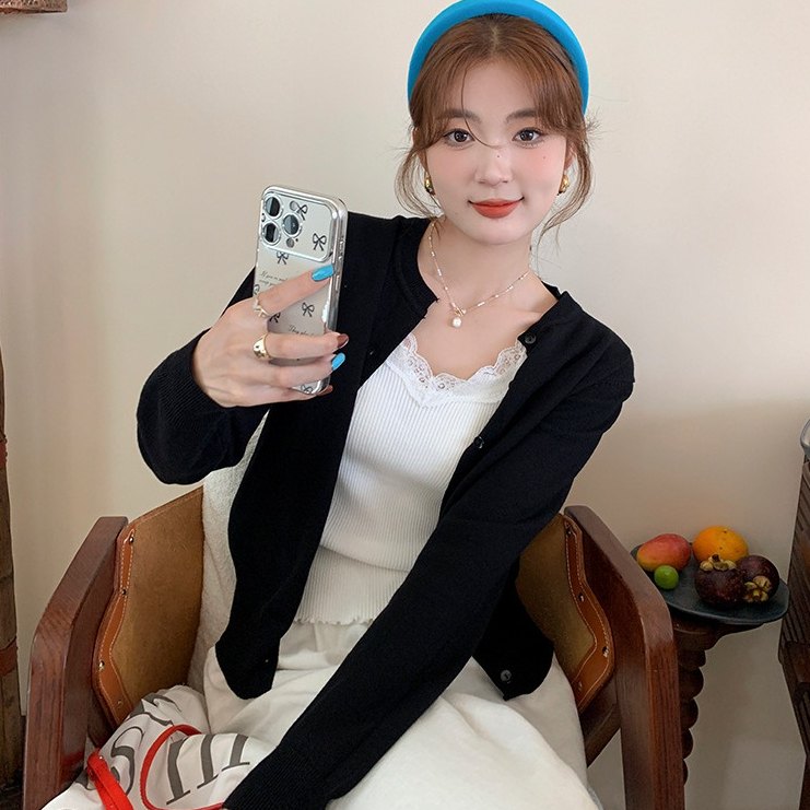 [A458] Áo KHOÁC len Cardigan CỔ TRÒN PHỐI NƠ LÔNG THỎ dày mịn tay dài mặc 2 kiểu dễ phối đồ - L2M (New)