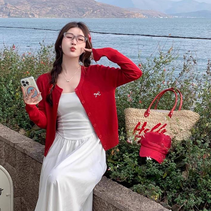 [A458] Áo KHOÁC len Cardigan CỔ TRÒN PHỐI NƠ LÔNG THỎ dày mịn tay dài mặc 2 kiểu dễ phối đồ - L2M (New)