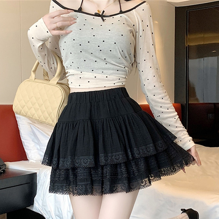 [Q091] Chân váy nữ dáng xòe VIỀN REN 2 TẦNG lưng chun có lớp lót trong dáng ngắn xinh xắn - L2M (New)