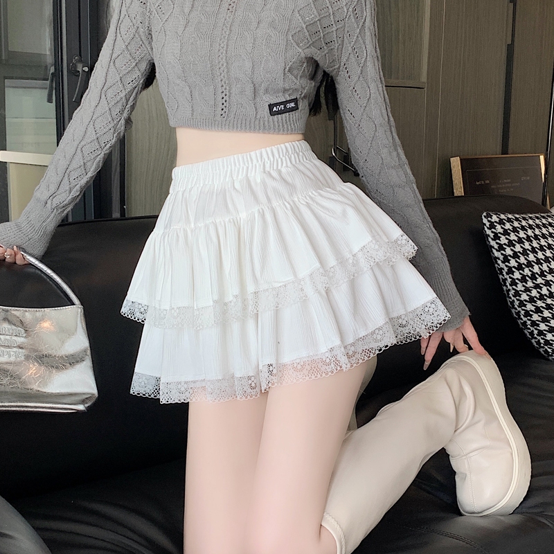 [Q091] Chân váy nữ dáng xòe VIỀN REN 2 TẦNG lưng chun có lớp lót trong dáng ngắn xinh xắn - L2M (New)