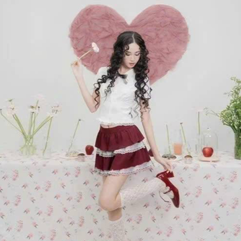[Q091] Chân váy nữ dáng xòe VIỀN REN 2 TẦNG lưng chun có lớp lót trong dáng ngắn xinh xắn - L2M (New)