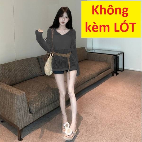 [A462] Set Áo len LƯỚI montoghi CỔ V LƯỚI NHỎ KÈM ĐAI form vừa mặc ngoài đi biển dễ phối đồ - L2M (New)
