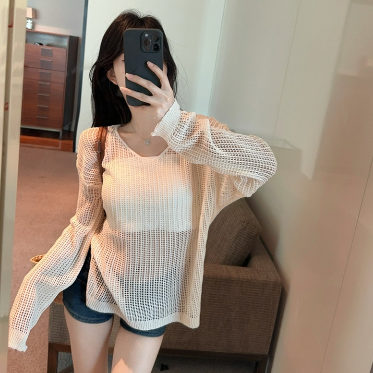 [A462] Set Áo len LƯỚI montoghi CỔ V LƯỚI NHỎ KÈM ĐAI form vừa mặc ngoài đi biển dễ phối đồ - L2M (New)