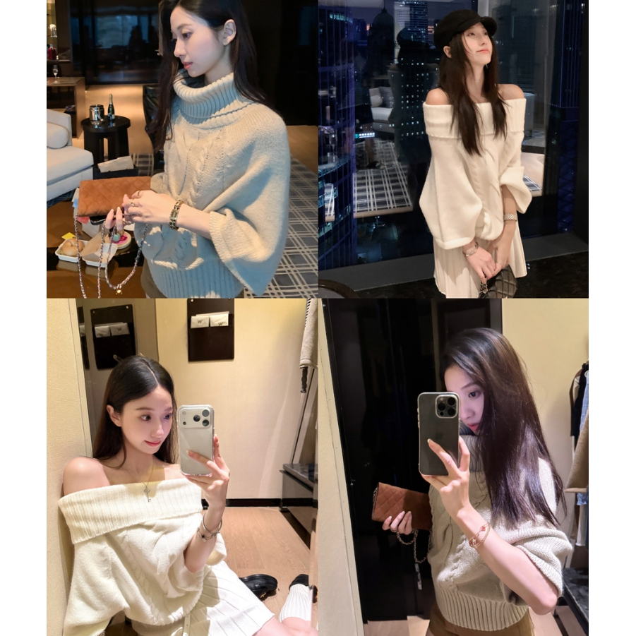 [A467] Áo len nữ Montoghi THU ĐÔNG TAY DƠI CỔ LỌ hoặc PHỐI BẸT VAI nhiều kiểu xinh xắn - L2M (New)