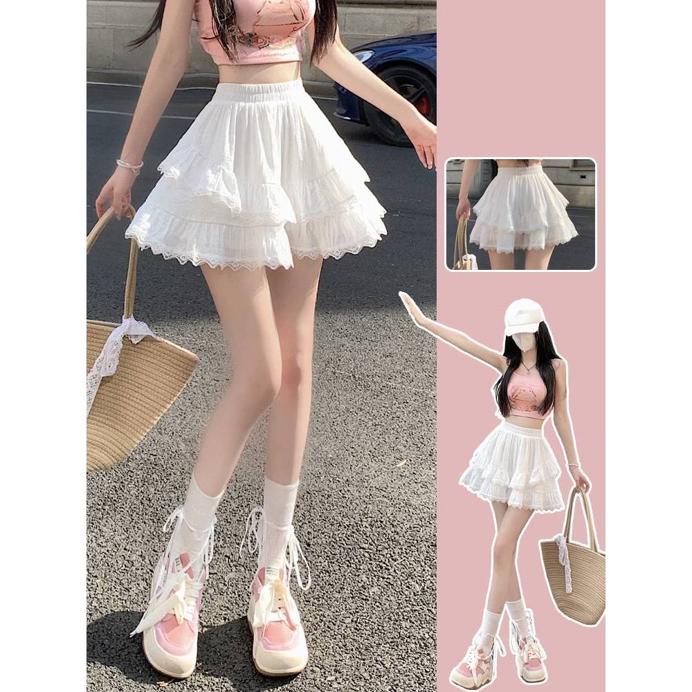 [Q097] Chân váy XÒE REN VÒNG CUNG có lót trong lưng thun co giãn dáng ngắn xinh xắn - L2M (New)