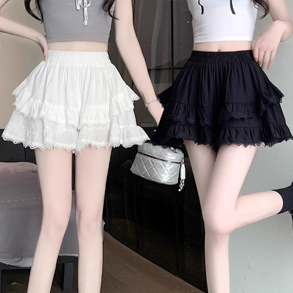 [Q097] Chân váy XÒE REN VÒNG CUNG có lót trong lưng thun co giãn dáng ngắn xinh xắn - L2M (New)
