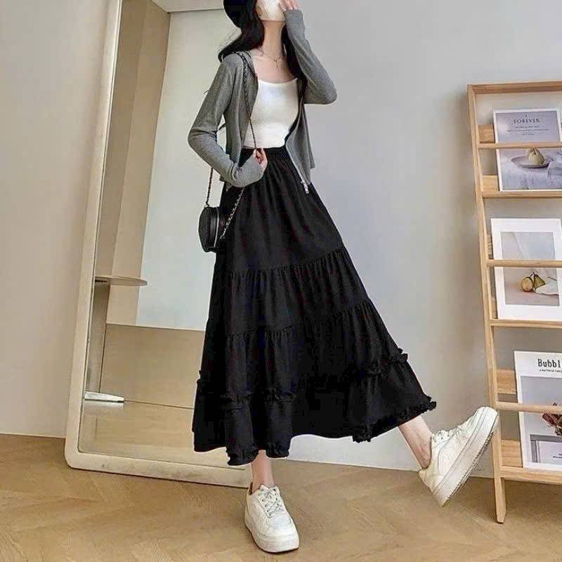 [Q095] Chân váy MAXI NHIỀU TẦNG PHỐI 2 ĐƯỜNG REN cách điệu có lót trong dễ phối đồ - L2M (New)