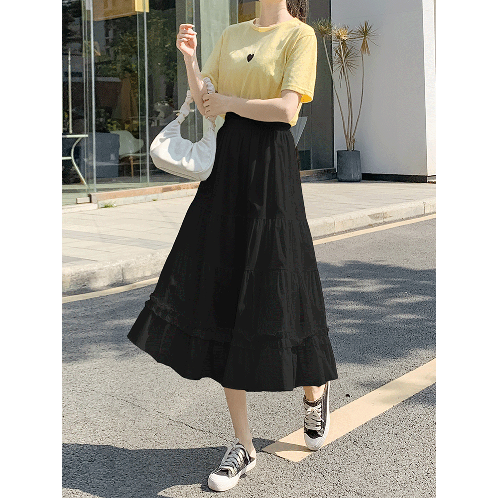 [Q095] Chân váy MAXI NHIỀU TẦNG PHỐI 2 ĐƯỜNG REN cách điệu có lót trong dễ phối đồ - L2M (New)