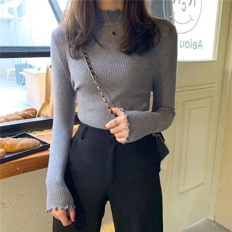 [A478] Áo len nữ Montoghi dệt kim Quảng Châu CỔ BÈO CAO TAY DÀI BÈO xinh xắn cá tính - L2M (New)