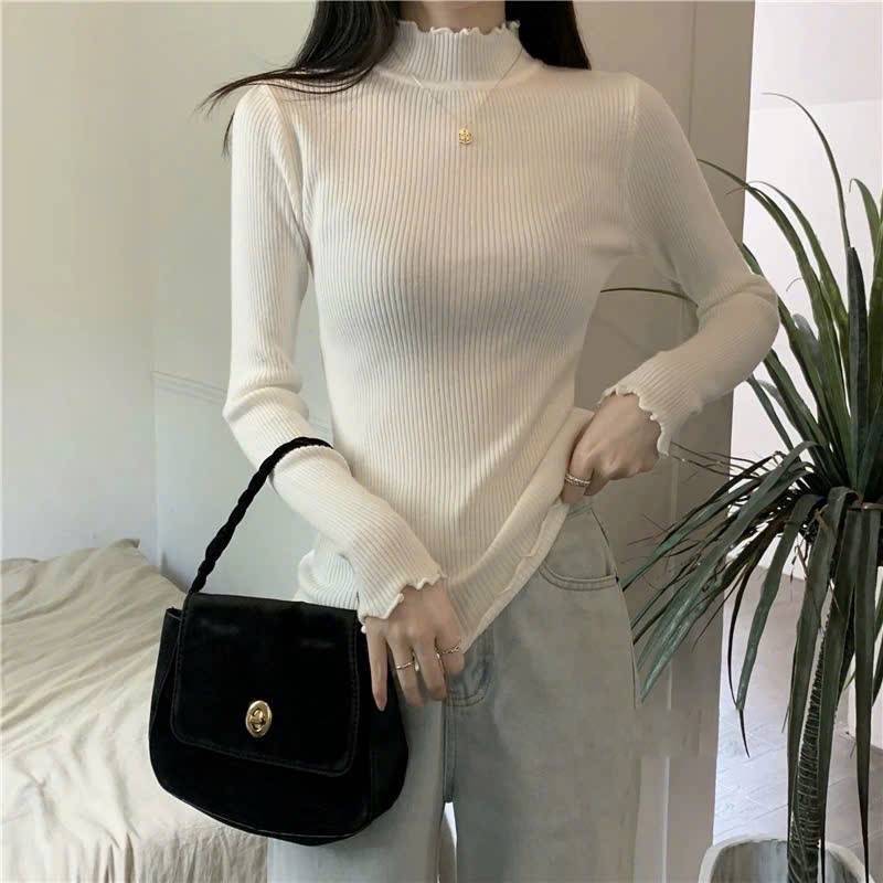 [A478] Áo len nữ Montoghi dệt kim Quảng Châu CỔ BÈO CAO TAY DÀI BÈO xinh xắn cá tính - L2M (New)