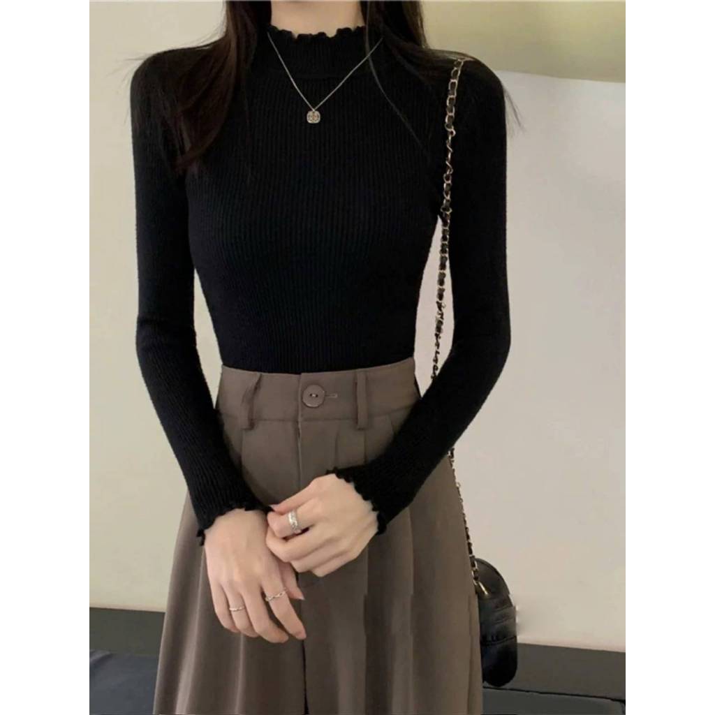 [A478] Áo len nữ Montoghi dệt kim Quảng Châu CỔ BÈO CAO TAY DÀI BÈO xinh xắn cá tính - L2M (New)