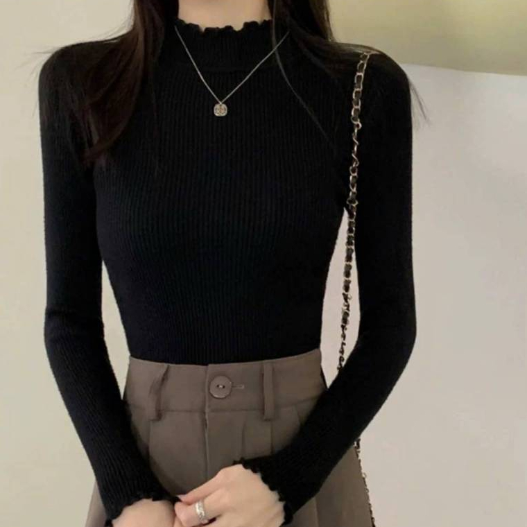 [A478] Áo len nữ Montoghi dệt kim Quảng Châu CỔ BÈO CAO TAY DÀI BÈO xinh xắn cá tính - L2M (New)