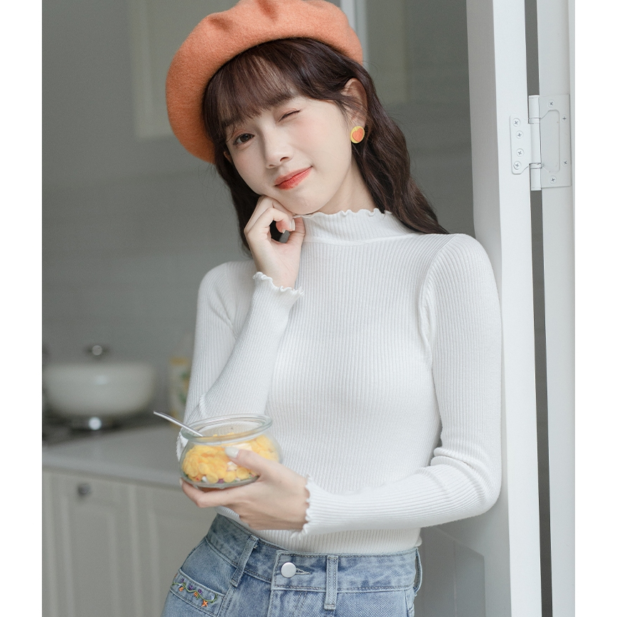 [A478] Áo len nữ Montoghi dệt kim Quảng Châu CỔ BÈO CAO TAY DÀI BÈO xinh xắn cá tính - L2M (New)