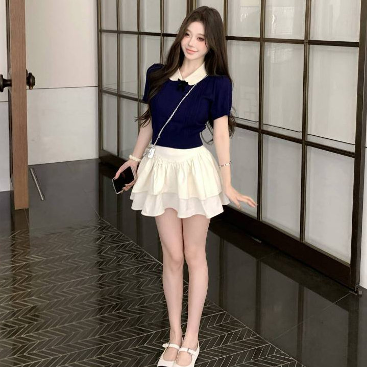 [A474] Áo len nữ Montoghi dệt kim QC PHỐI NƠ ĐEN họa tiết THỪNG 2 BÊN xinh xắn điệu đà - L2M (New)