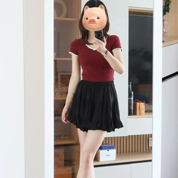 [A477] Áo len nữ Montoghi dệt kim PHỐI LƯỚI VIỀN BÈO và NƠ dáng ôm tôn body xinh xắn - L2M (New)