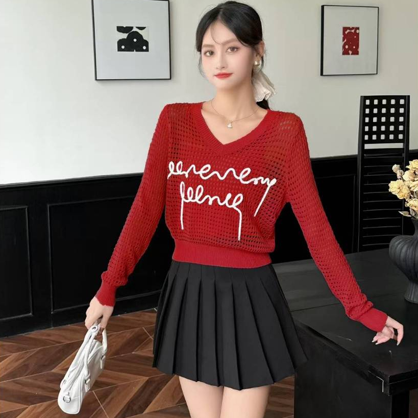 [A473] SET (2 ÁO) len LƯỚI nữ Montoghi dệt kim CHỮ NỐI DÀI kèm ÁO 3 LỖ cực hot sang chảnh - L2M (New)