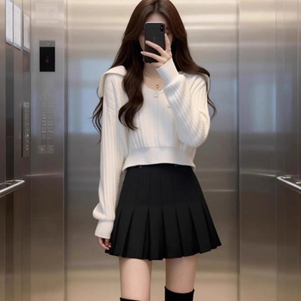 [A476] Set (2 MÓN) áo len dệt kim CỔ V BẺ NÚT CHÉO TRƯỚC và ÁO 3 LỖ tay dài croptop siêu hot - L2M (New)