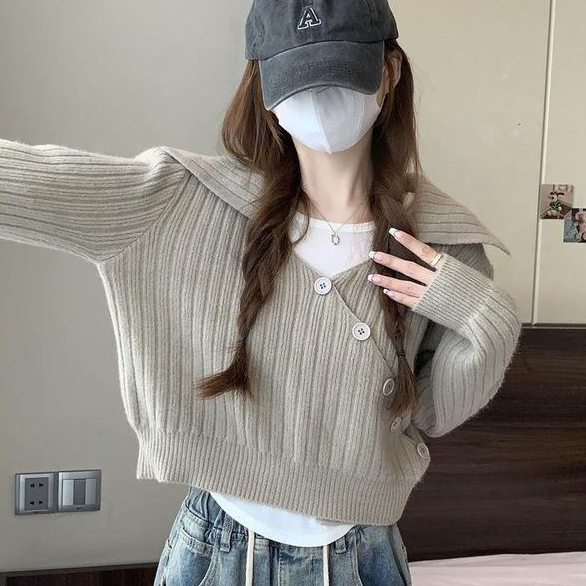 [A476] Set (2 MÓN) áo len dệt kim CỔ V BẺ NÚT CHÉO TRƯỚC và ÁO 3 LỖ tay dài croptop siêu hot - L2M (New)