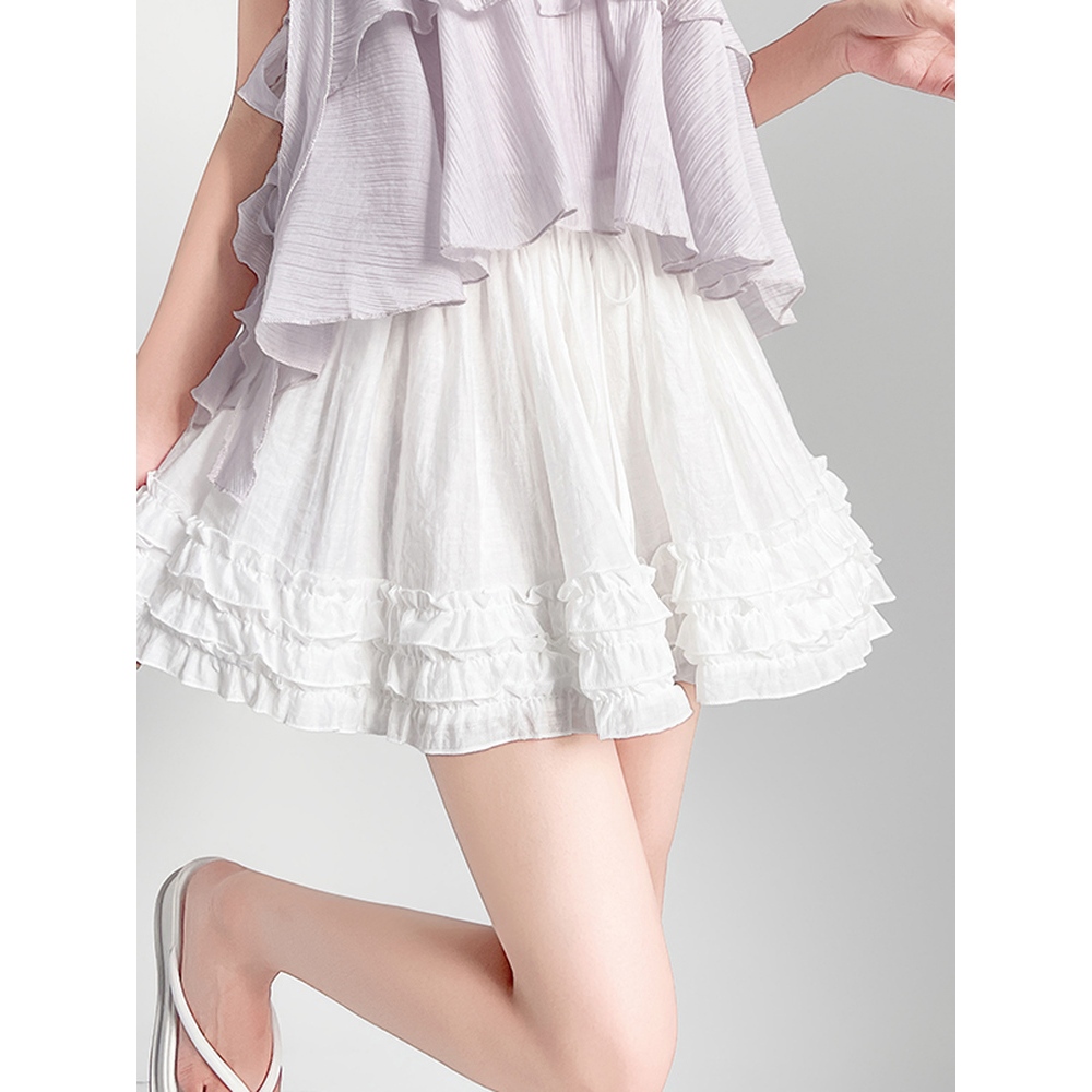 [Q099] Chân váy XÒE 3 ĐƯỜNG BÈO LAI có lót trong lưng thun co giãn dáng ngắn xinh xắn - L2M (New)