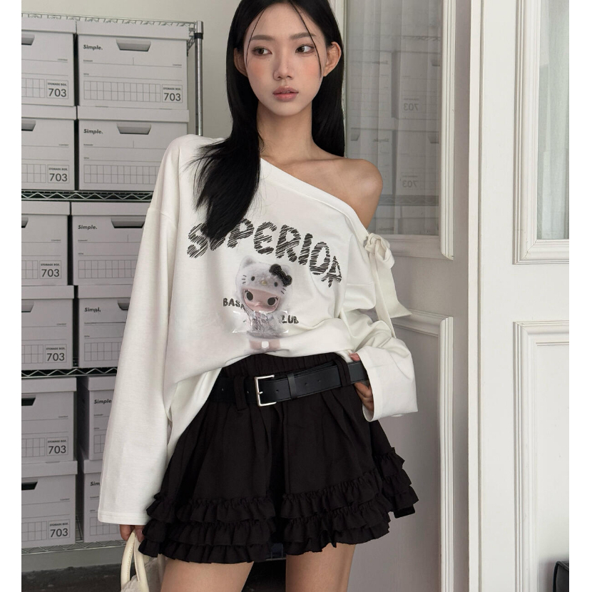 [Q099] Chân váy XÒE 3 ĐƯỜNG BÈO LAI có lót trong lưng thun co giãn dáng ngắn xinh xắn - L2M (New)