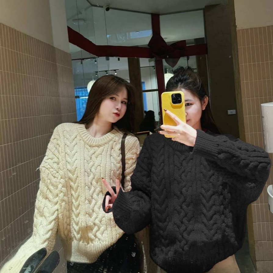 [A475] Áo len nữ Montoghi dệt kim THU ĐÔNG LEN THỪNG TRƠN phong cách Hàn Quốc cá tính - L2M (New)