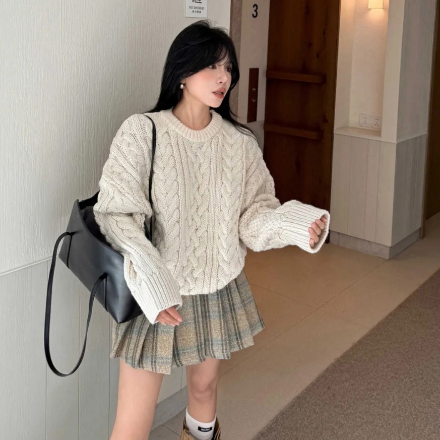 [A475] Áo len nữ Montoghi dệt kim THU ĐÔNG LEN THỪNG TRƠN phong cách Hàn Quốc cá tính - L2M (New)