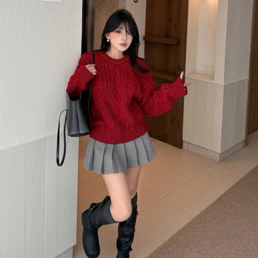 [A475] Áo len nữ Montoghi dệt kim THU ĐÔNG LEN THỪNG TRƠN phong cách Hàn Quốc cá tính - L2M (New)
