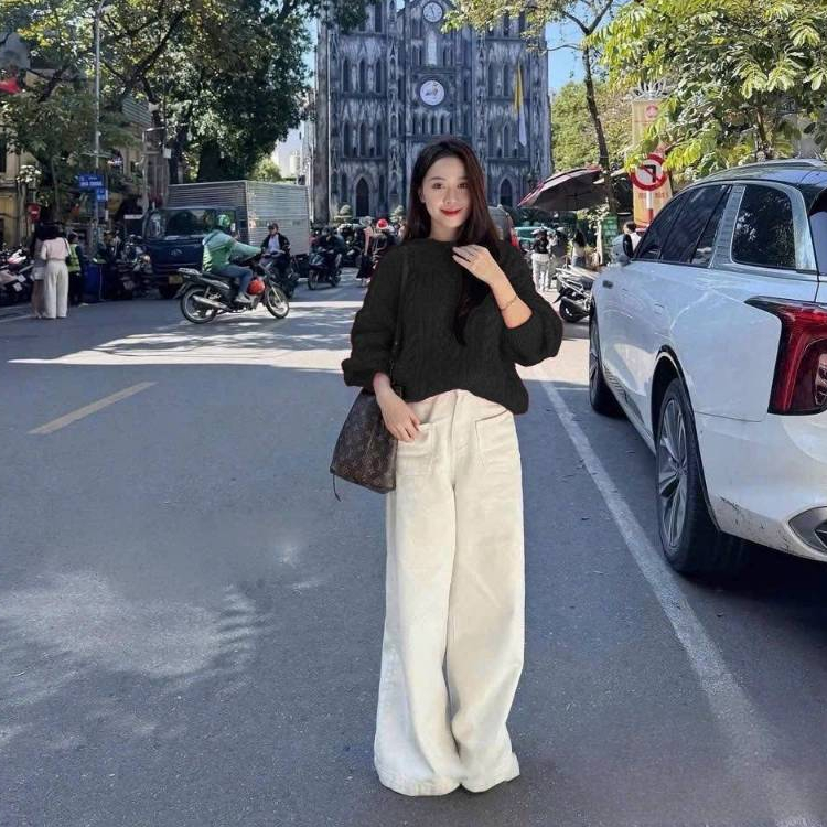 [A475] Áo len nữ Montoghi dệt kim THU ĐÔNG LEN THỪNG TRƠN phong cách Hàn Quốc cá tính - L2M (New)