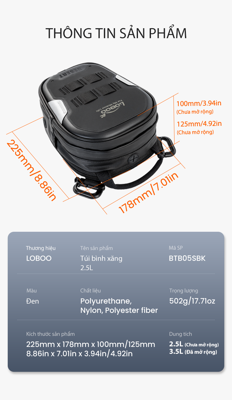 Túi cài bình xăng 2.5L Loboo BTB05