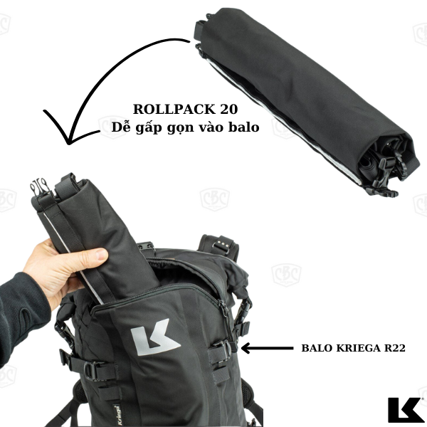Túi Kriega Rollpack 40 - Multicam Black