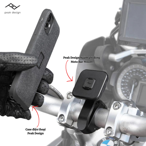 Ngàm Gắn Điện Thoại Peak Design Motorcycle Bar Mount V2 - không sạc
