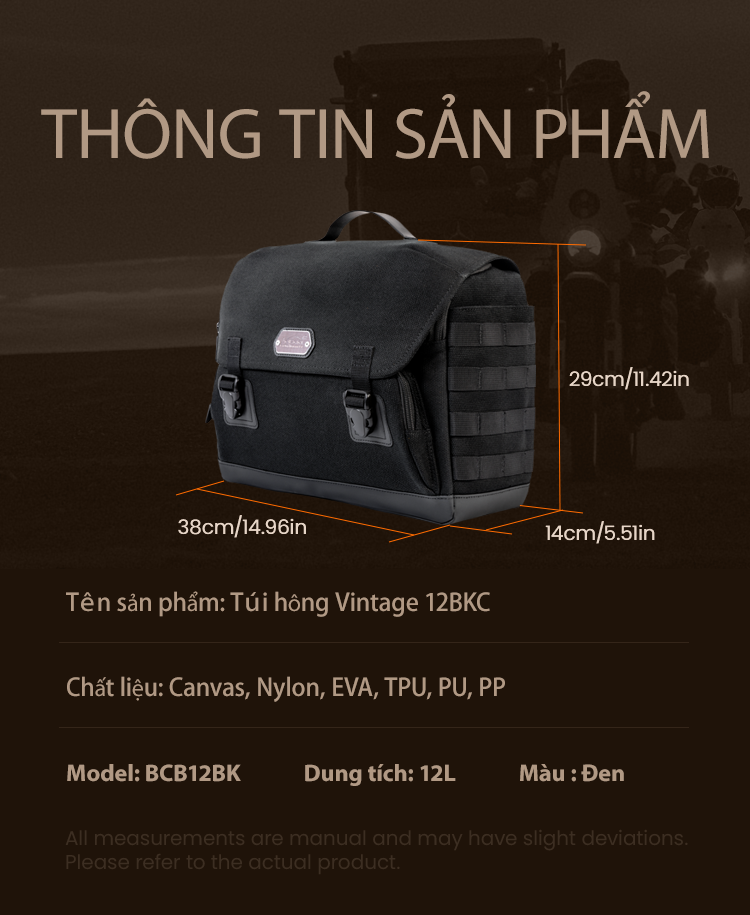 Khung lắp túi hông Loboo Vintage 12BK