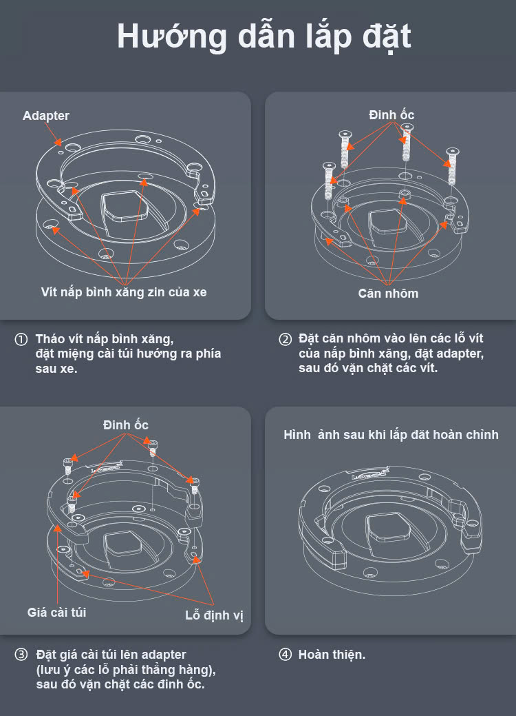 Ngàm túi bình xăng Loboo KTM 390/790 mã 221