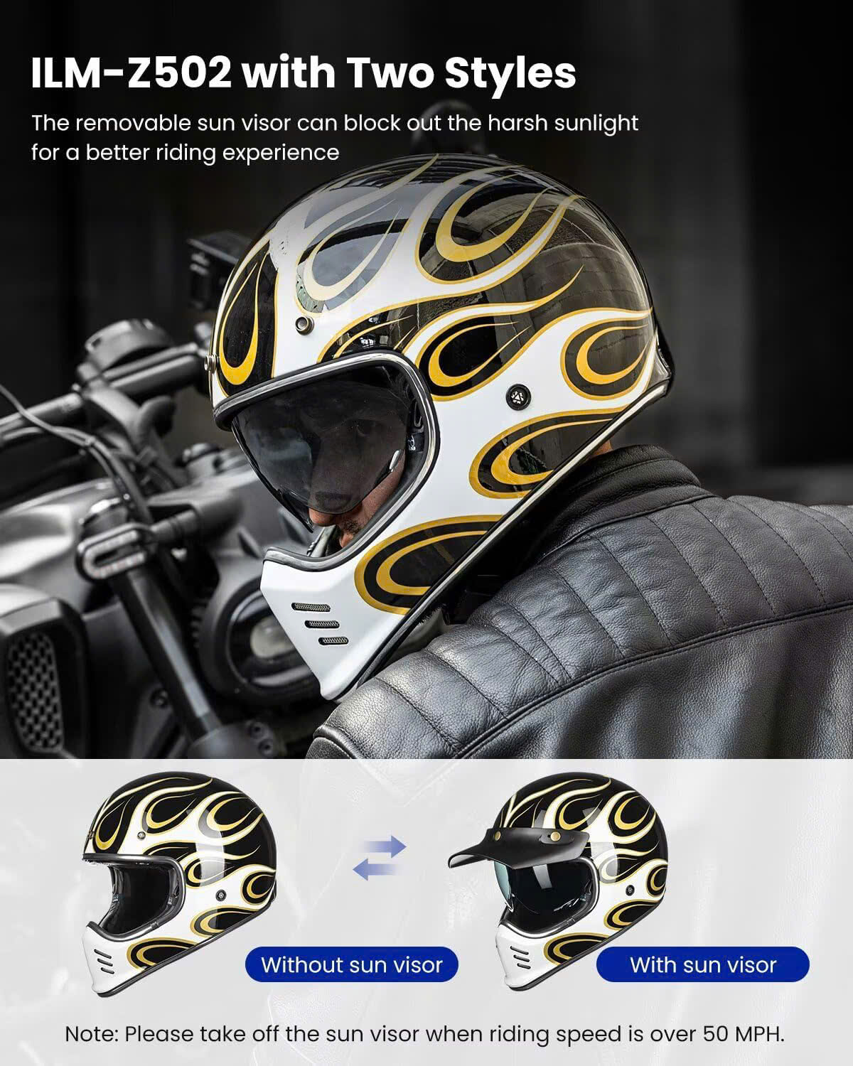 NÓN BẢO HIỂM ILM Z502-TEM LỬA VÀNG