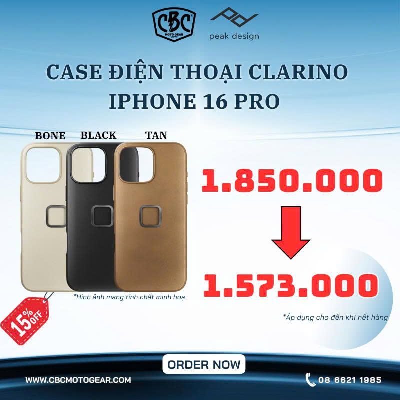 Case Peak Design Everyday Clarino cho iPhone 16 Pro