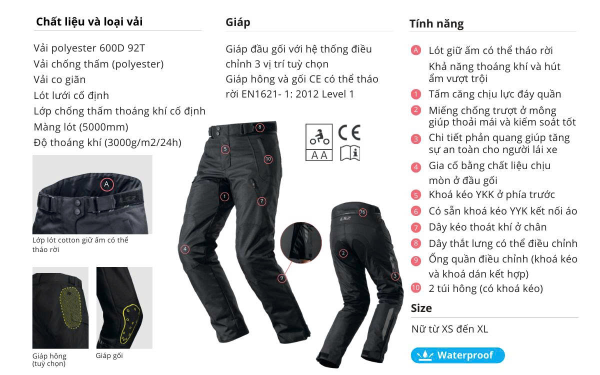 Quần LS2 CHART EVO Lady