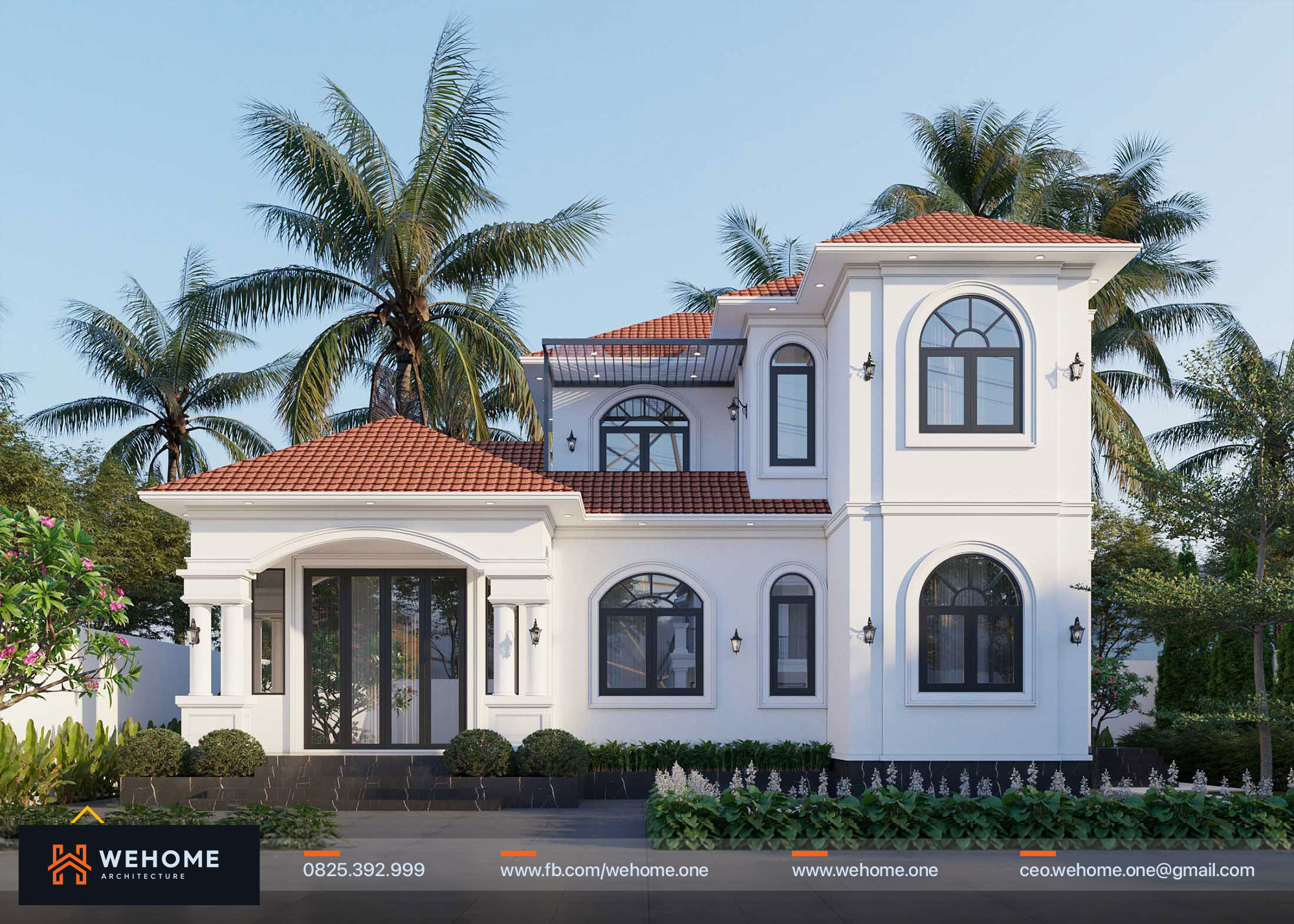 Biệt thự Tân cổ điển nổi bật với các thức cột đối xứng tinh tế