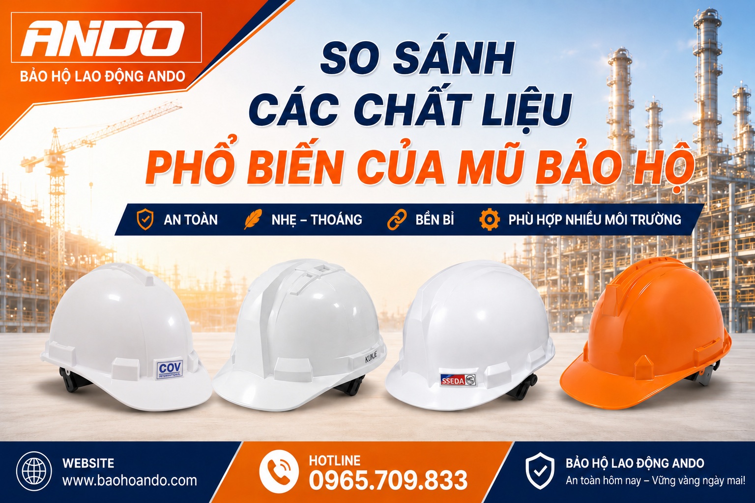So Sánh Các Chất Liệu Phổ Biến Của Mũ Bảo Hộ Lao Động