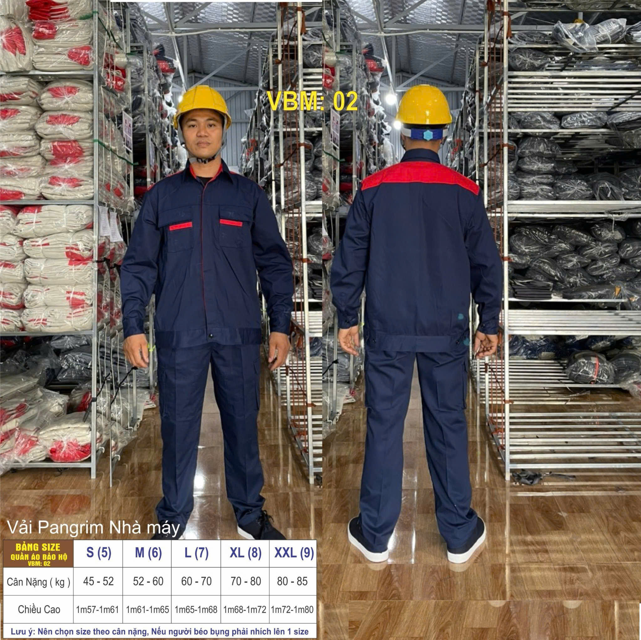 Quần áo bảo hộ lao động mẫu PR14, màu tím than phối đỏ, chất vải pangrim cao cấp, in đồng phục bảo hộ lao động cho doanh nghiệp, nhà xưởng, đội thi công,…