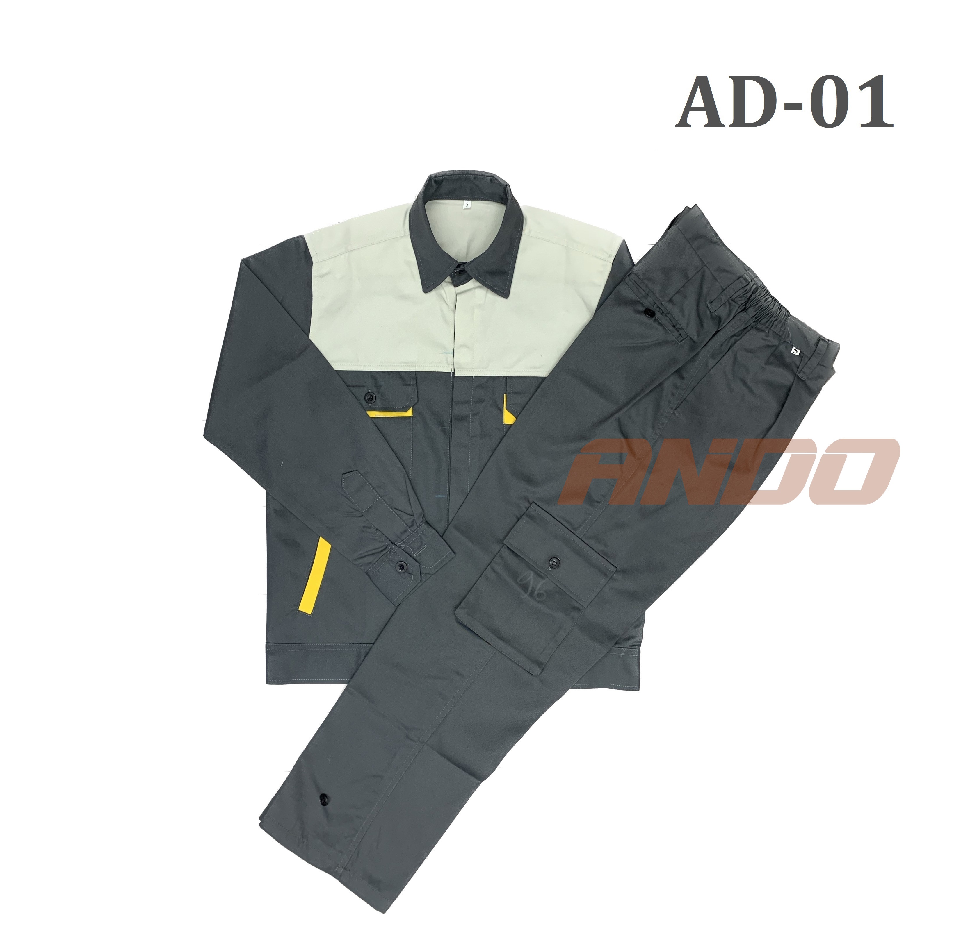Quần áo bảo hộ lao động AD01 màu xám đậm, vải kaki 3/1, thiết kế & in đồng phục doanh nghiệp, nhà xưởng