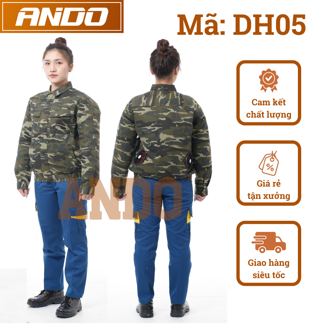 Áo quạt, áo điều hòa DH05, có mũ trùm, màu rằn ri quân đội